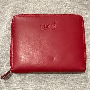 vintage M London, fine leather red wallet